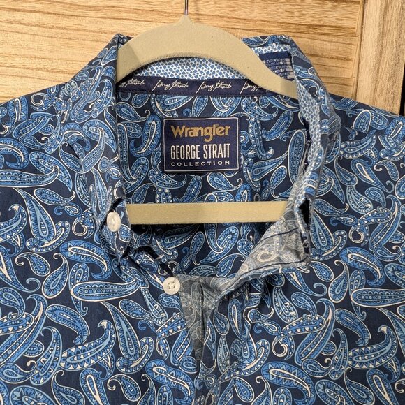 Wrangler George Straight Collection Blue Paisley Button-Up Shirt Size XXL - Picture 8 of 14
